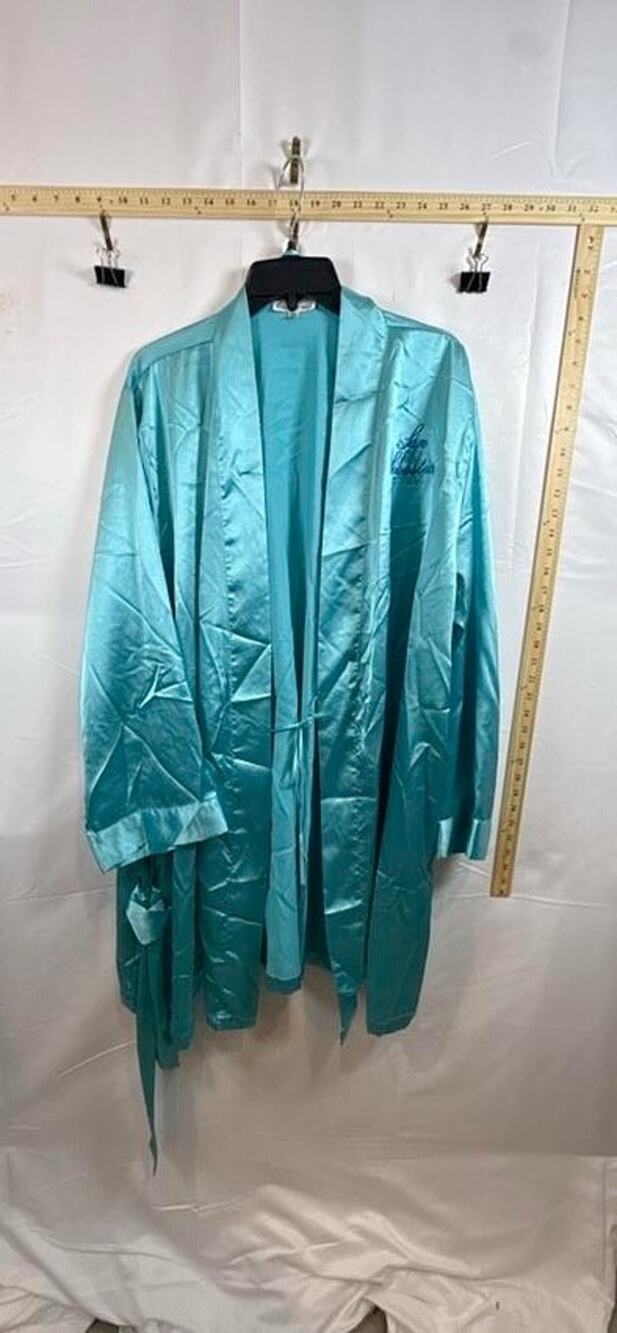 Leisureland Satin Robe Womens XXL XXXL 2XL 3XL San Sebastian Embroidered Blue